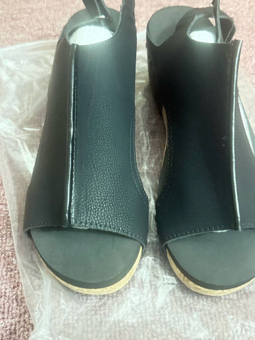 Black Open-Toe Wedge Sandals - Women's Comfortable Summer Shoe